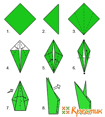 Тюльпан оригами схема пошагово